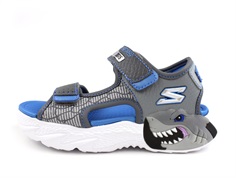 Skechers charcoal/blue creature splash sandal med blink